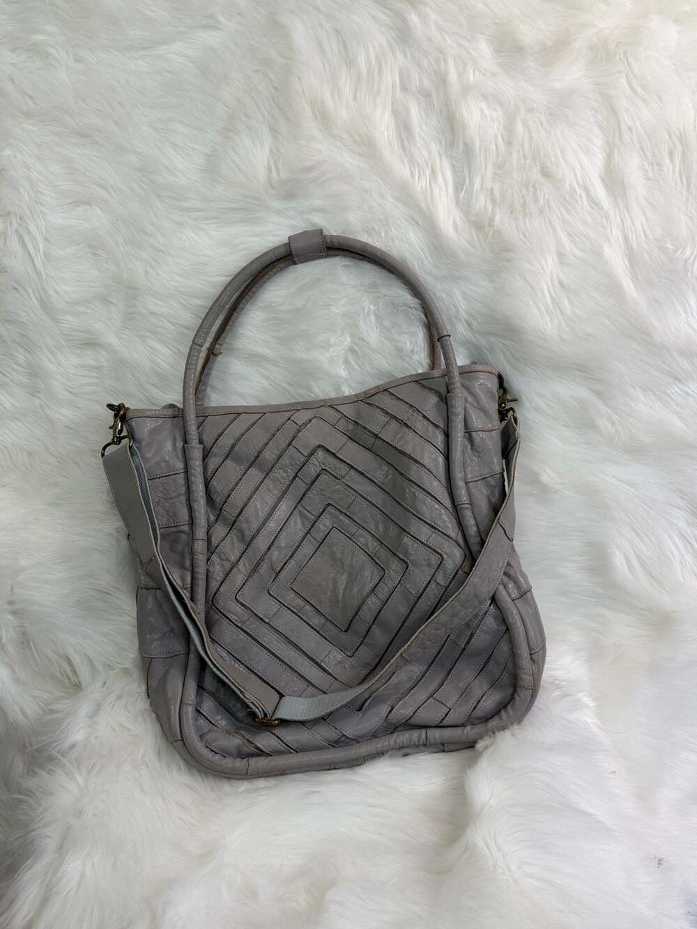 Anthropologie Latico Leathers Dalton Tote Crossbody Grey Leather Bag